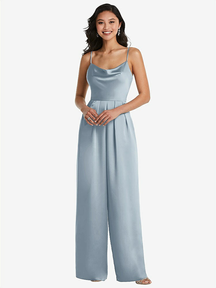 【STYLE: 3080】Cowl-Neck Spaghetti Strap Maxi Jumpsuit with Pockets【COLOR: Mist】