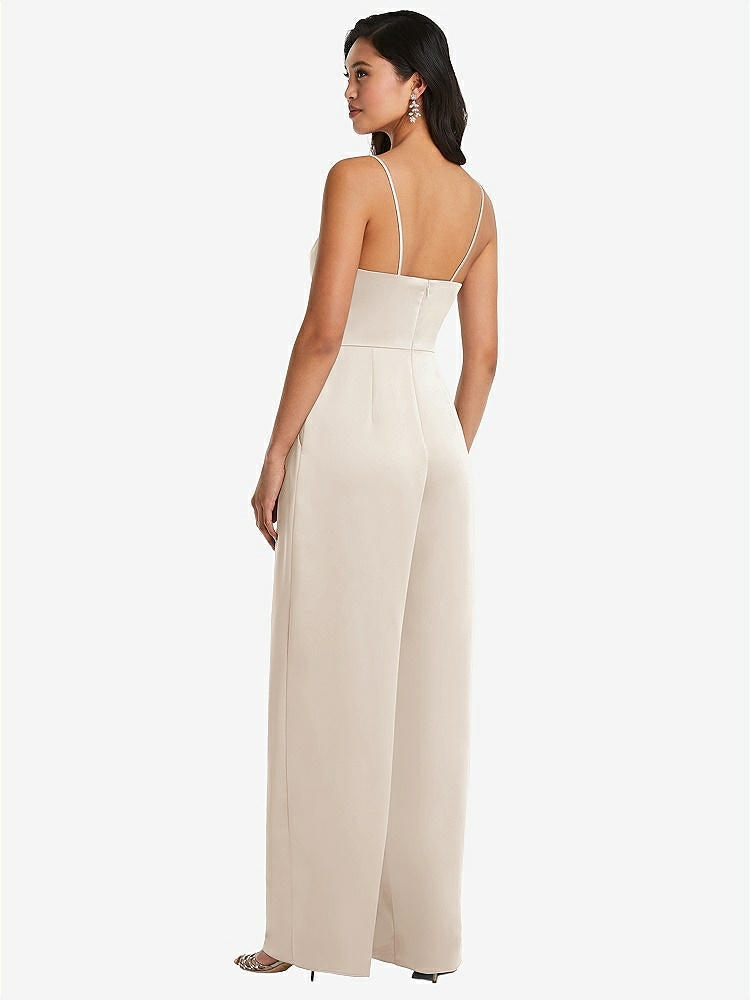 【STYLE: 3080】Cowl-Neck Spaghetti Strap Maxi Jumpsuit with Pockets【COLOR: Oat】