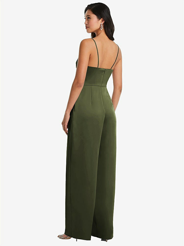 【STYLE: 3080】Cowl-Neck Spaghetti Strap Maxi Jumpsuit with Pockets【COLOR: Olive Green】