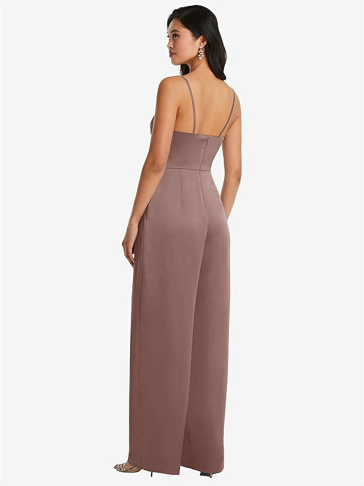 【STYLE: 3080】Cowl-Neck Spaghetti Strap Maxi Jumpsuit with Pockets【COLOR: Sienna】