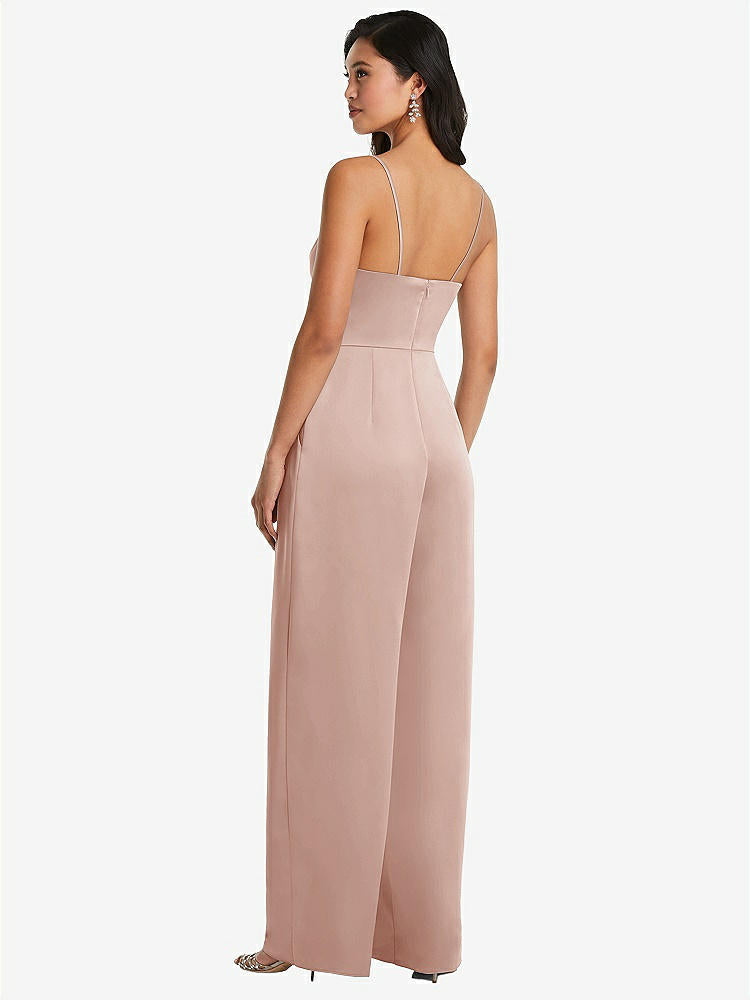 【STYLE: 3080】Cowl-Neck Spaghetti Strap Maxi Jumpsuit with Pockets【COLOR: Toasted Sugar】