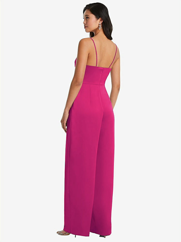 【STYLE: 3080】Cowl-Neck Spaghetti Strap Maxi Jumpsuit with Pockets【COLOR: Think Pink】