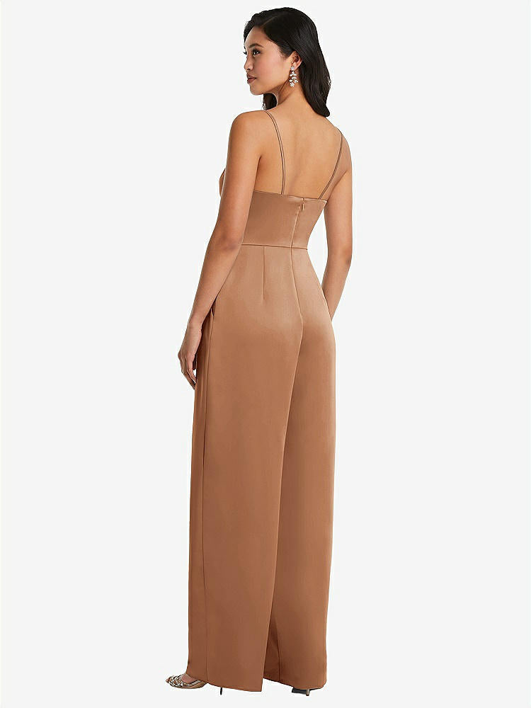 【STYLE: 3080】Cowl-Neck Spaghetti Strap Maxi Jumpsuit with Pockets【COLOR: Toffee】