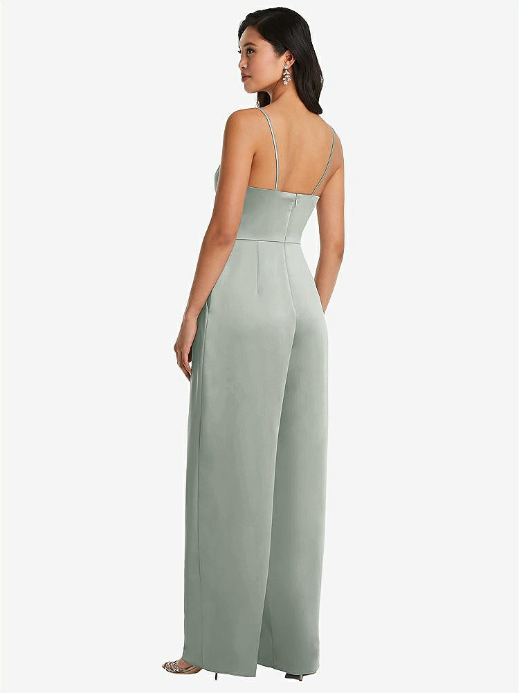 【STYLE: 3080】Cowl-Neck Spaghetti Strap Maxi Jumpsuit with Pockets【COLOR: Willow Green】