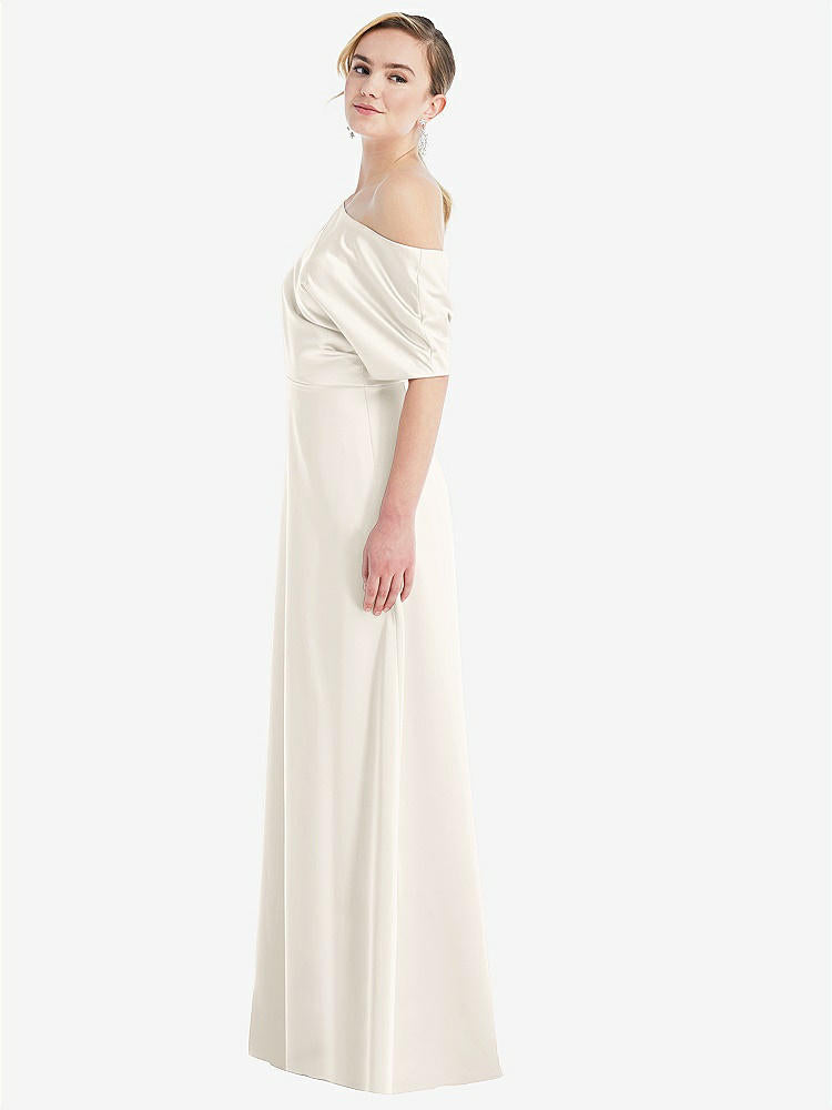 【NEW】【STYLE: 3076】ワンショルダー スリーブ ブルーソン トランペット ガウン【COLOR: Ivory】【SIZE: 00-30W】