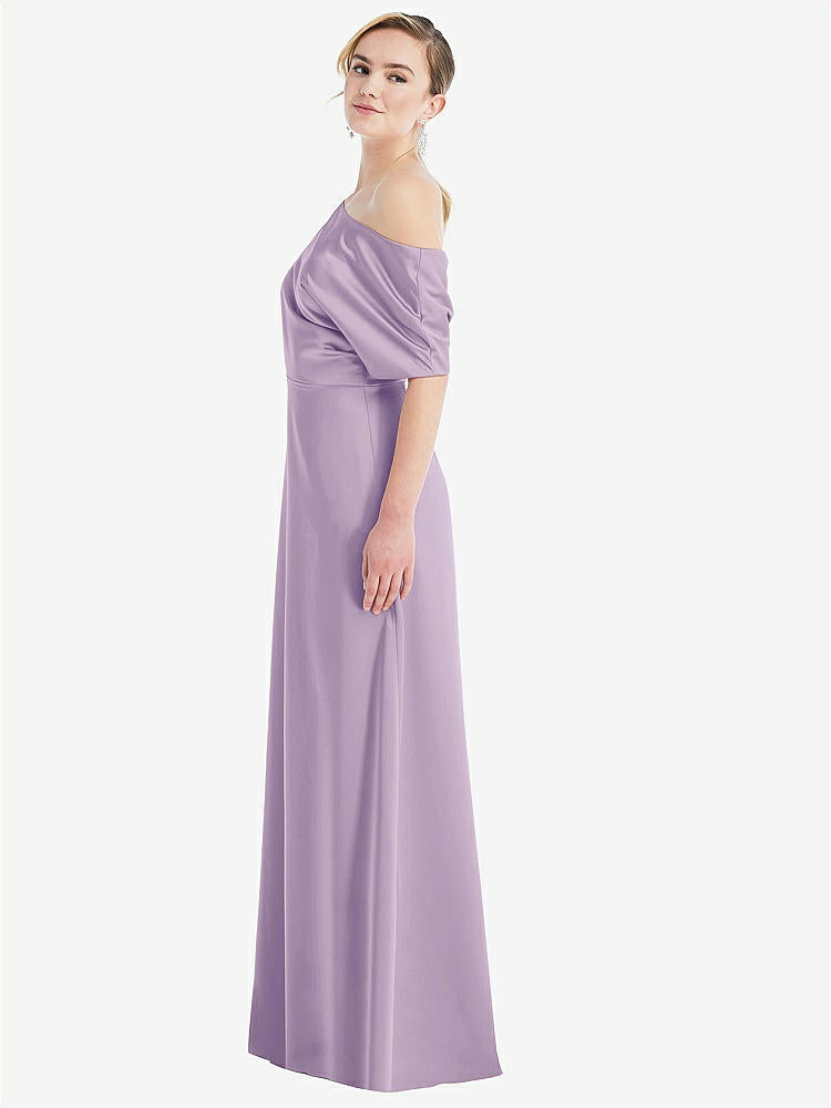 【NEW】【STYLE: 3076】ワンショルダー スリーブ ブルーソン トランペット ガウン【COLOR: Pale Purple】【SIZE: 00-30W】