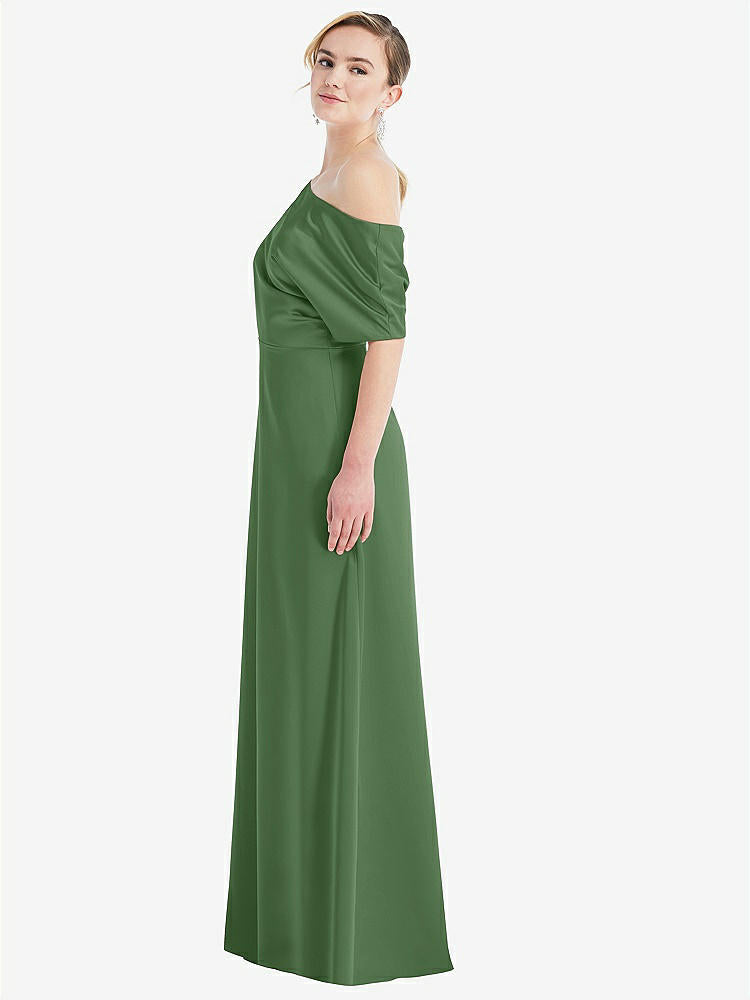 【NEW】【STYLE: 3076】ワンショルダー スリーブ ブルーソン トランペット ガウン【COLOR: Vineyard Green】【SIZE: 00-30W】