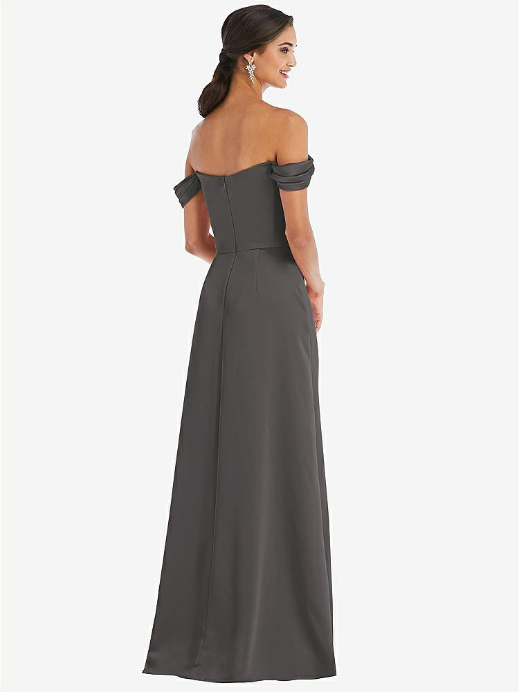 【STYLE: 3079】Draped Pleat Off-the-Shoulder Maxi Dress【COLOR: Caviar Gray】