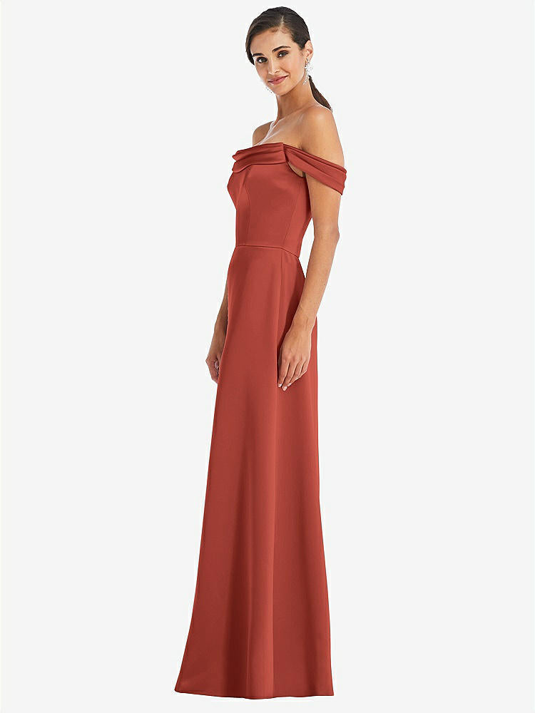 【STYLE: 3079】Draped Pleat Off-the-Shoulder Maxi Dress【COLOR: Amber Sunset】