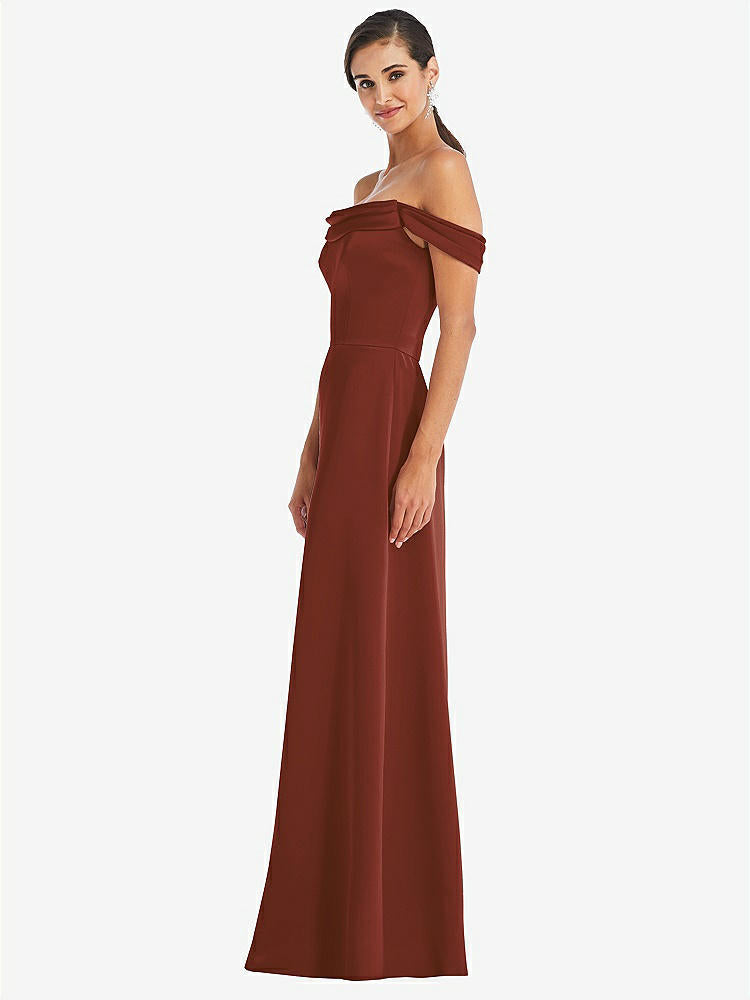 【STYLE: 3079】Draped Pleat Off-the-Shoulder Maxi Dress【COLOR: Auburn Moon】