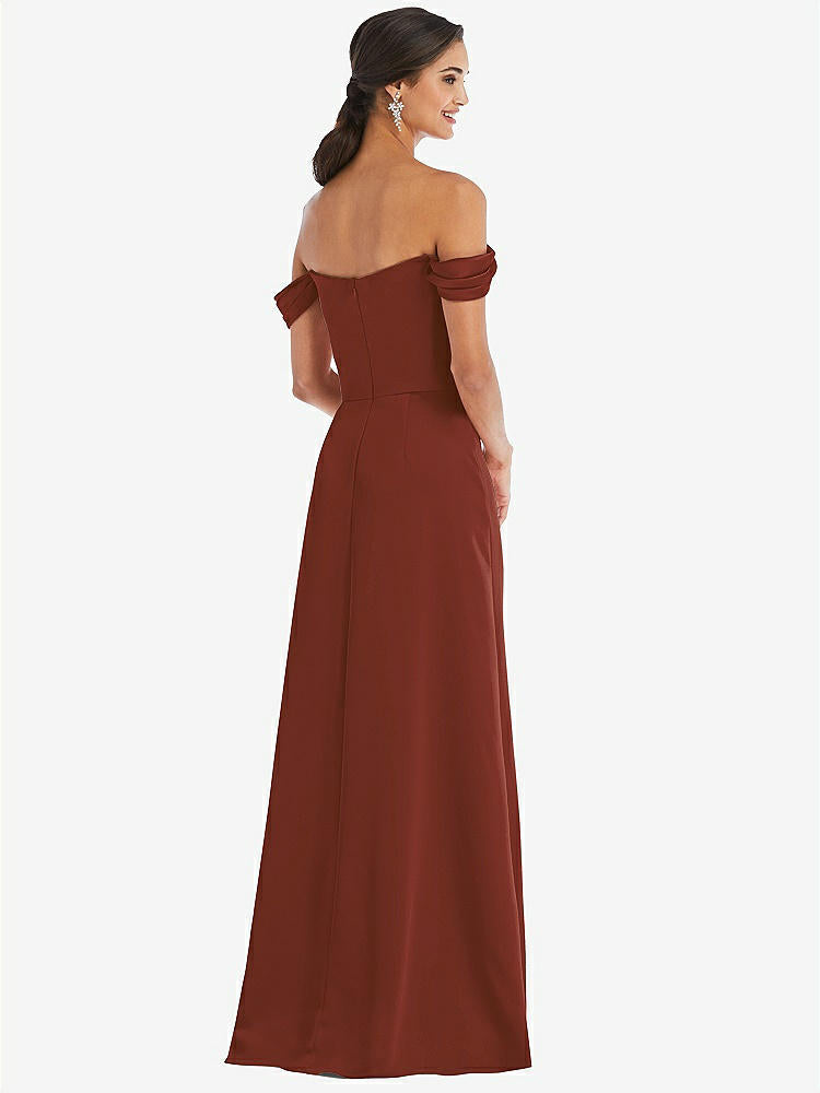 【STYLE: 3079】Draped Pleat Off-the-Shoulder Maxi Dress【COLOR: Auburn Moon】