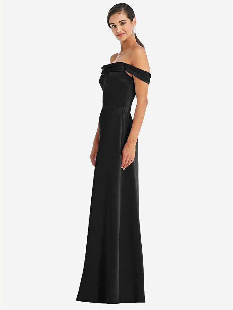 【STYLE: 3079】Draped Pleat Off-the-Shoulder Maxi Dress【COLOR: Black】