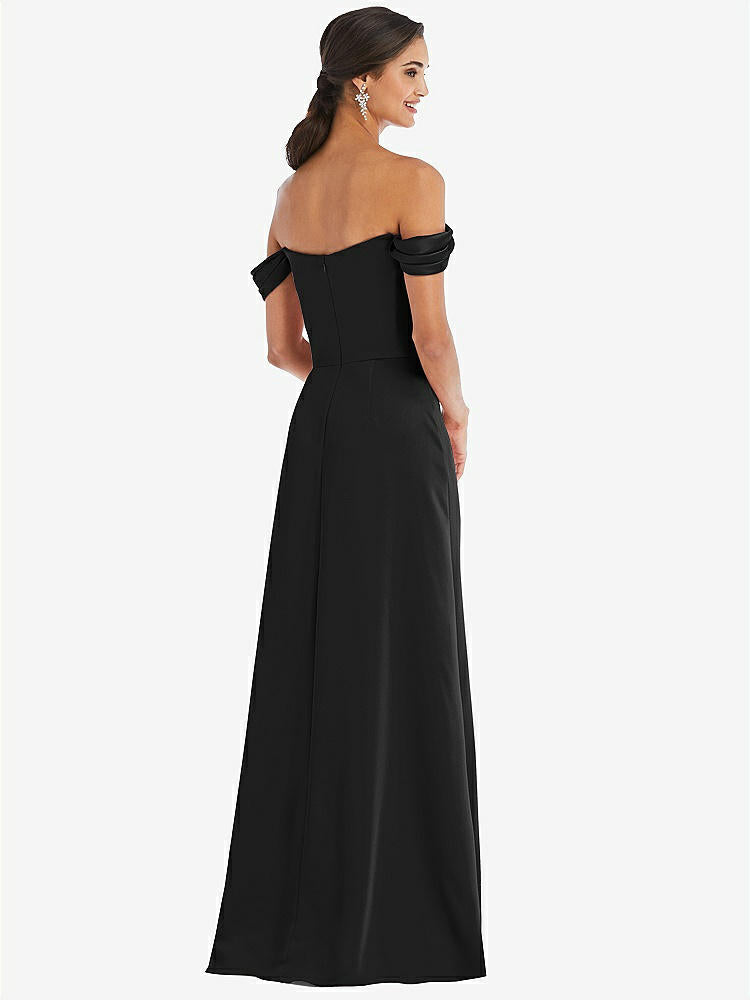 【STYLE: 3079】Draped Pleat Off-the-Shoulder Maxi Dress【COLOR: Black】