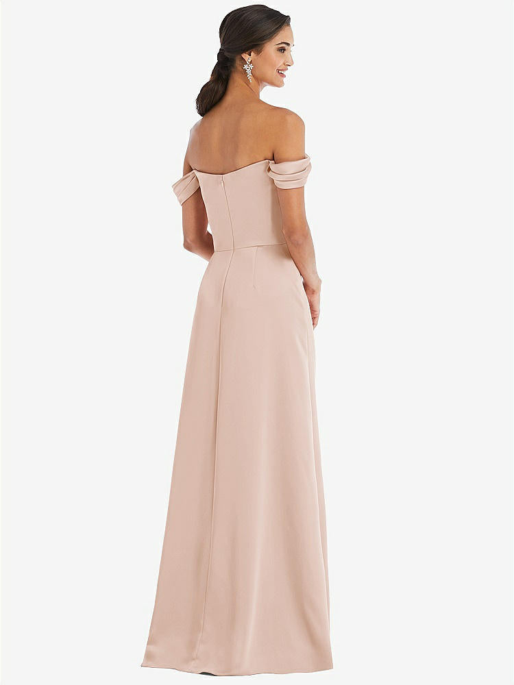 【STYLE: 3079】Draped Pleat Off-the-Shoulder Maxi Dress【COLOR: Cameo】