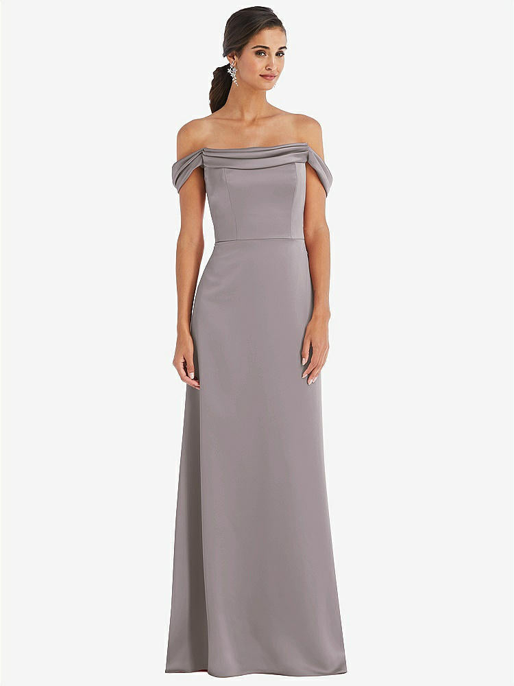 【STYLE: 3079】Draped Pleat Off-the-Shoulder Maxi Dress【COLOR: Cashmere Gray】
