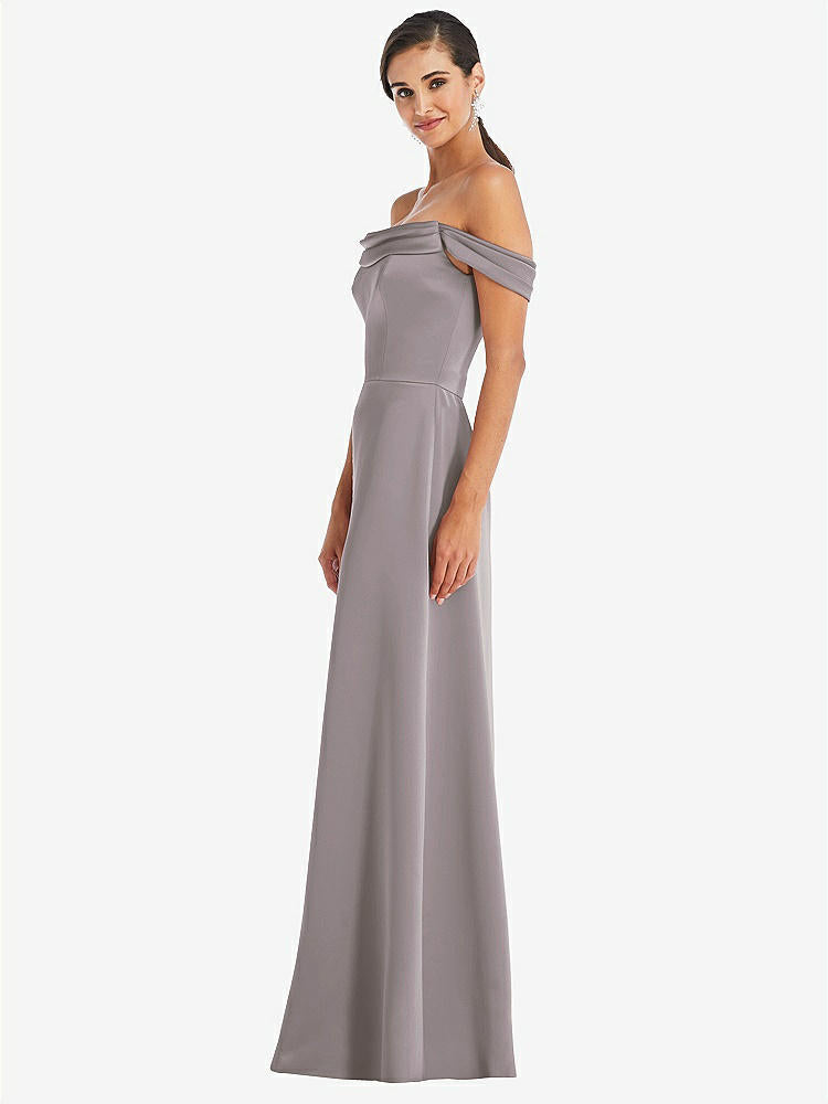 【STYLE: 3079】Draped Pleat Off-the-Shoulder Maxi Dress【COLOR: Cashmere Gray】