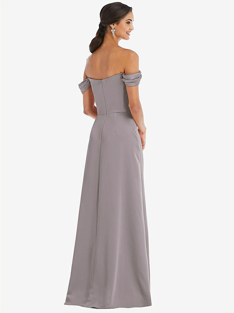 【STYLE: 3079】Draped Pleat Off-the-Shoulder Maxi Dress【COLOR: Cashmere Gray】