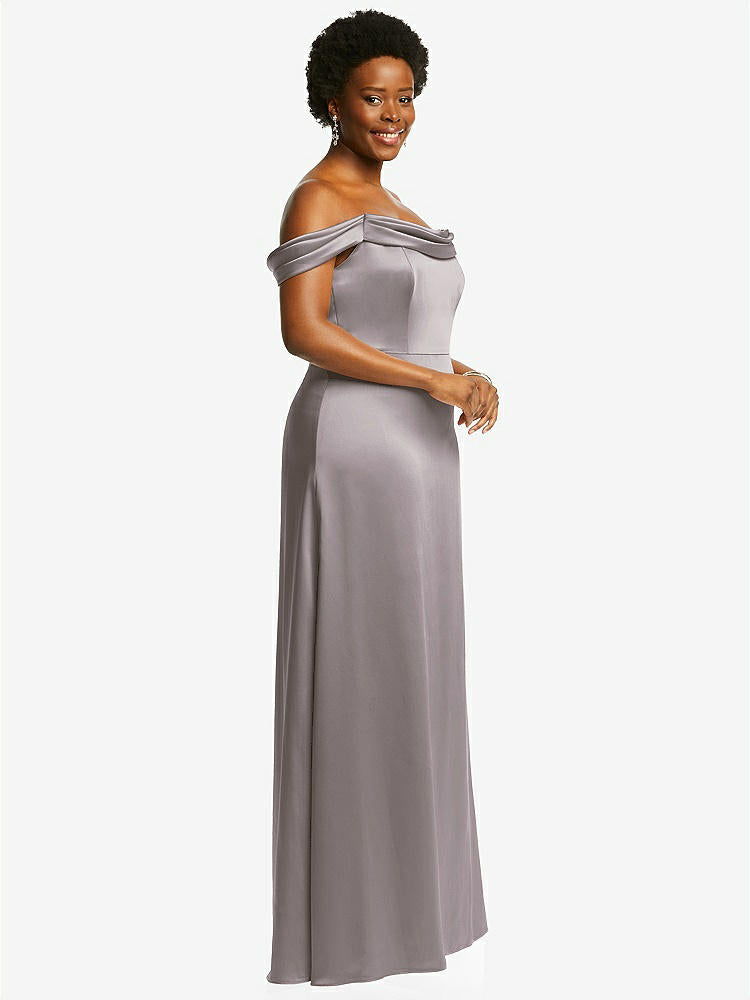 【STYLE: 3079】Draped Pleat Off-the-Shoulder Maxi Dress【COLOR: Cashmere Gray】