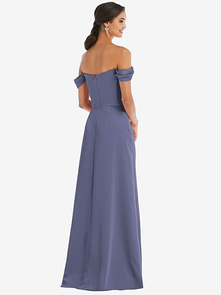 【STYLE: 3079】Draped Pleat Off-the-Shoulder Maxi Dress【COLOR: French Blue】