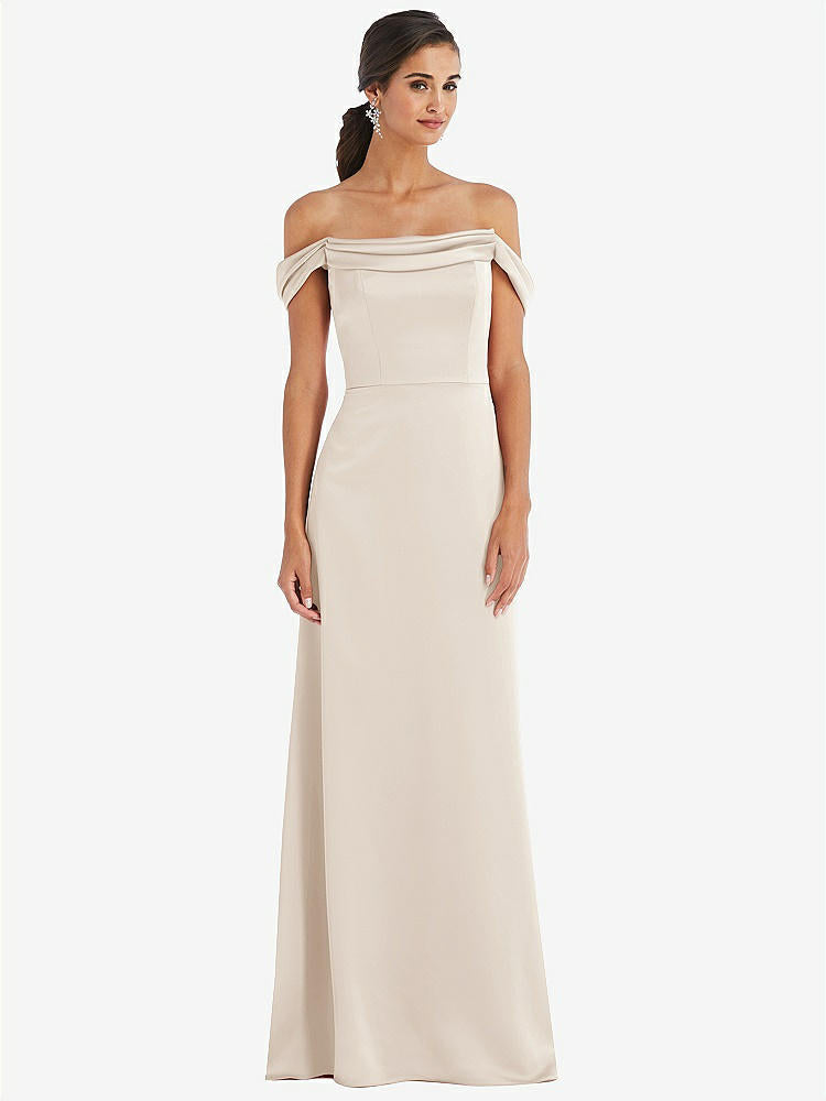 【STYLE: 3079】Draped Pleat Off-the-Shoulder Maxi Dress【COLOR: Oat】