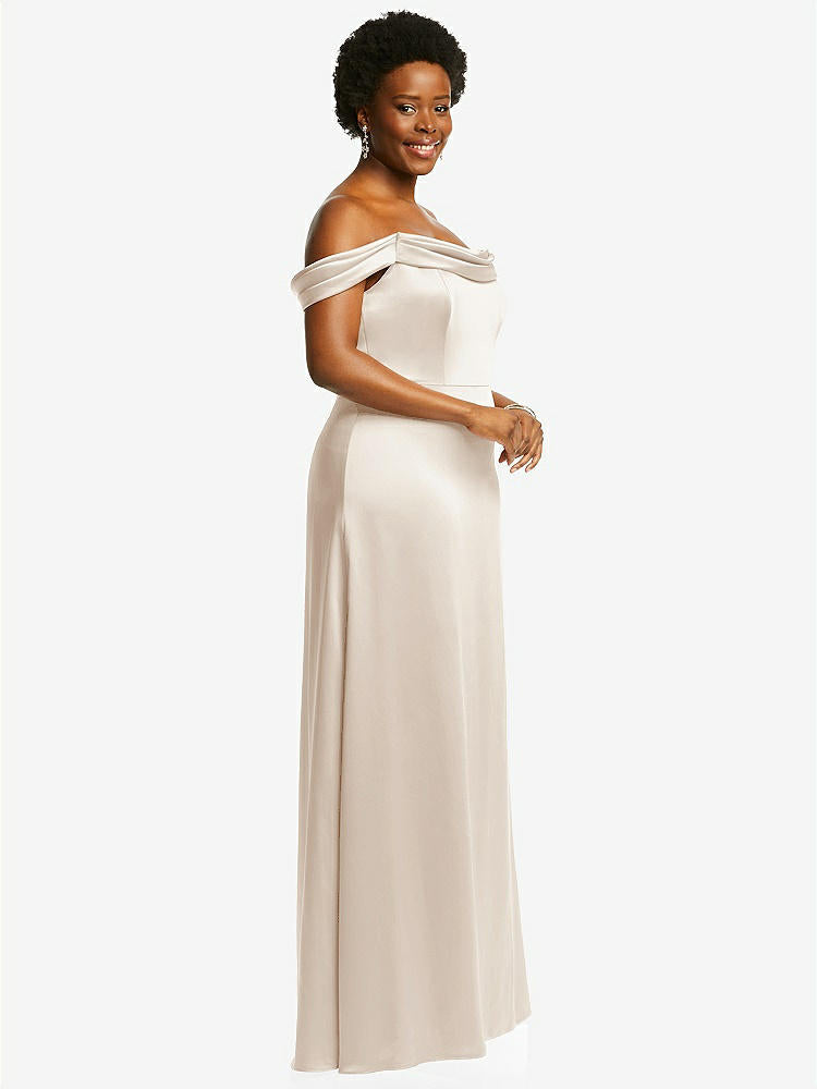 【STYLE: 3079】Draped Pleat Off-the-Shoulder Maxi Dress【COLOR: Oat】