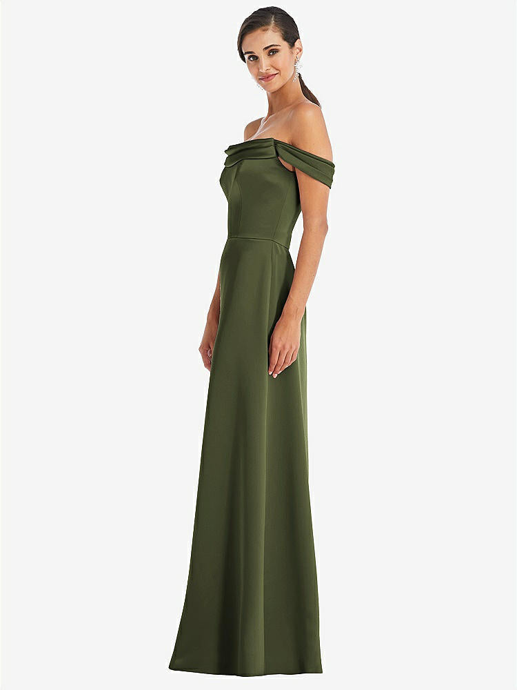 【STYLE: 3079】Draped Pleat Off-the-Shoulder Maxi Dress【COLOR: Olive Green】