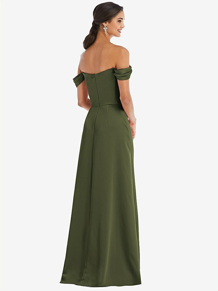 【STYLE: 3079】Draped Pleat Off-the-Shoulder Maxi Dress【COLOR: Olive Green】