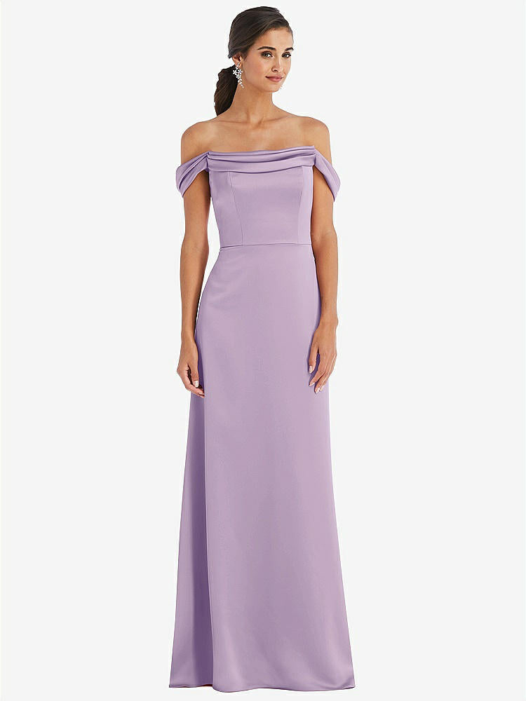 【STYLE: 3079】Draped Pleat Off-the-Shoulder Maxi Dress【COLOR: Pale Purple】