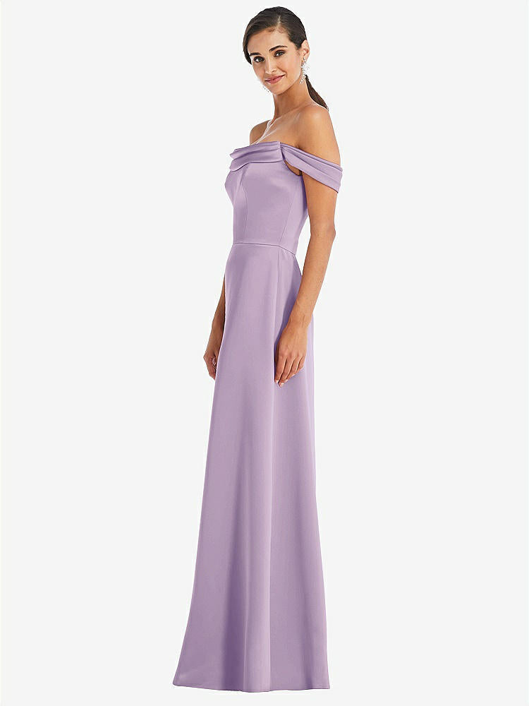 【STYLE: 3079】Draped Pleat Off-the-Shoulder Maxi Dress【COLOR: Pale Purple】