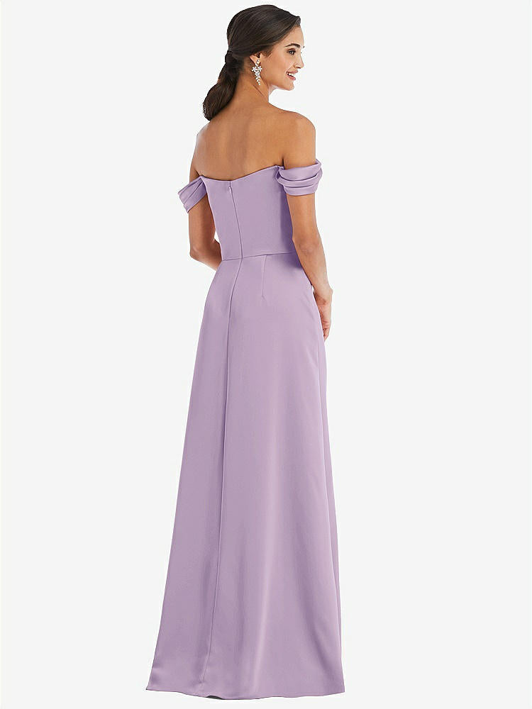 【STYLE: 3079】Draped Pleat Off-the-Shoulder Maxi Dress【COLOR: Pale Purple】