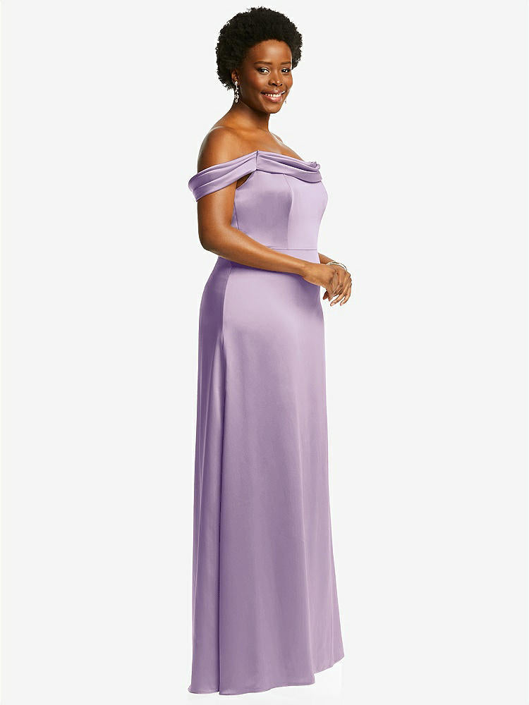 【STYLE: 3079】Draped Pleat Off-the-Shoulder Maxi Dress【COLOR: Pale Purple】