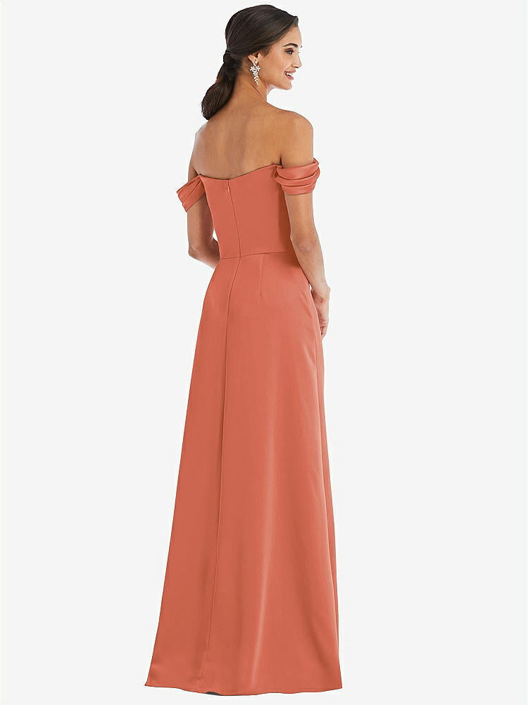 【STYLE: 3079】Draped Pleat Off-the-Shoulder Maxi Dress【COLOR: Terracotta Copper】