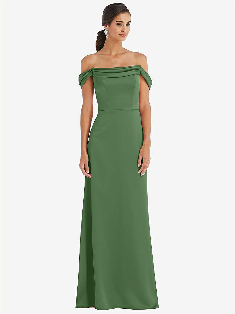 【STYLE: 3079】Draped Pleat Off-the-Shoulder Maxi Dress【COLOR: Vineyard Green】