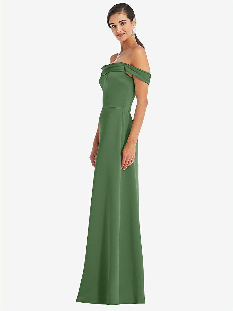 【STYLE: 3079】Draped Pleat Off-the-Shoulder Maxi Dress【COLOR: Vineyard Green】