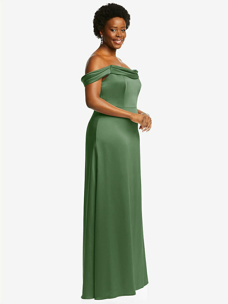 【STYLE: 3079】Draped Pleat Off-the-Shoulder Maxi Dress【COLOR: Vineyard Green】