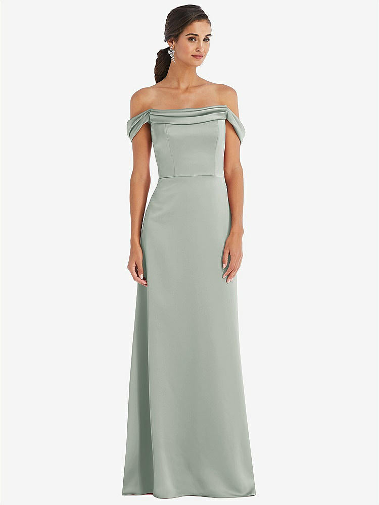 【STYLE: 3079】Draped Pleat Off-the-Shoulder Maxi Dress【COLOR: Willow Green】