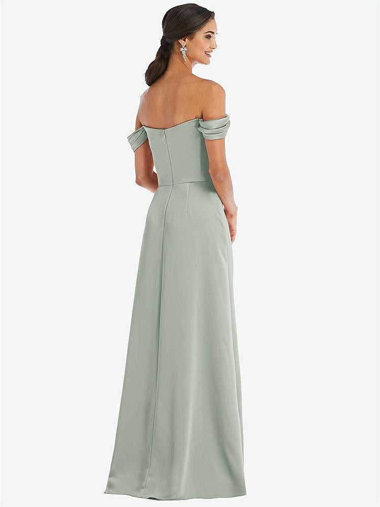 【STYLE: 3079】Draped Pleat Off-the-Shoulder Maxi Dress【COLOR: Willow Green】