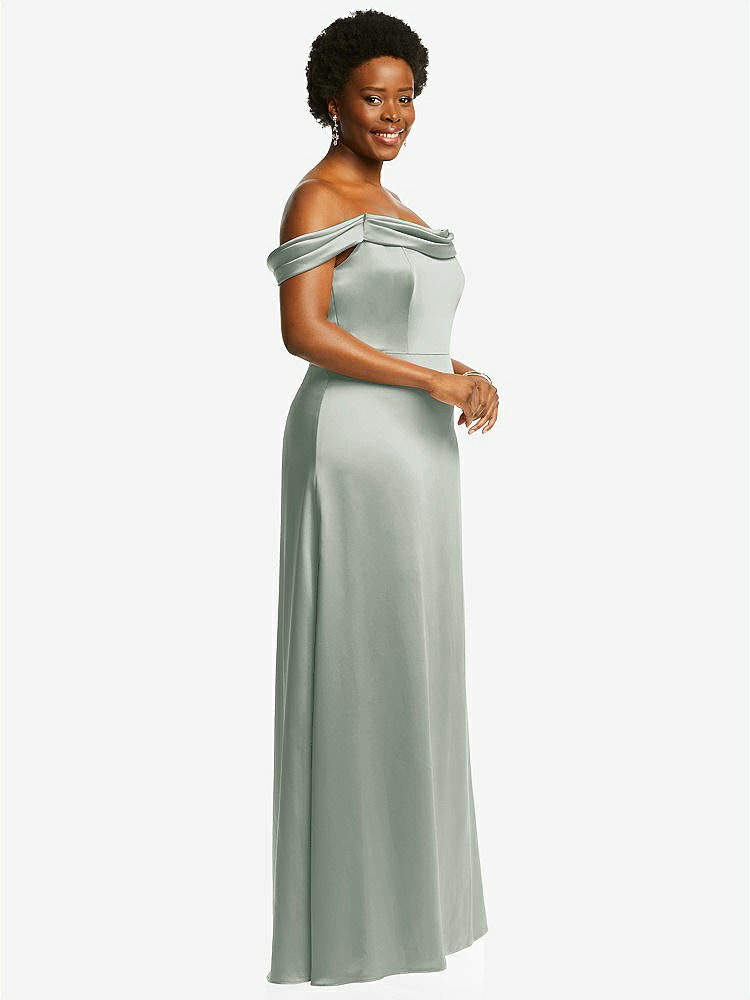 【STYLE: 3079】Draped Pleat Off-the-Shoulder Maxi Dress【COLOR: Willow Green】