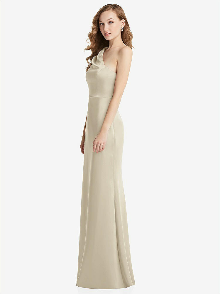 【NEW】【STYLE: LB028】shirred ワンショルダー サテン トランペット ドレス - マディ【COLOR: Champagne】【SIZE: 00-30W】