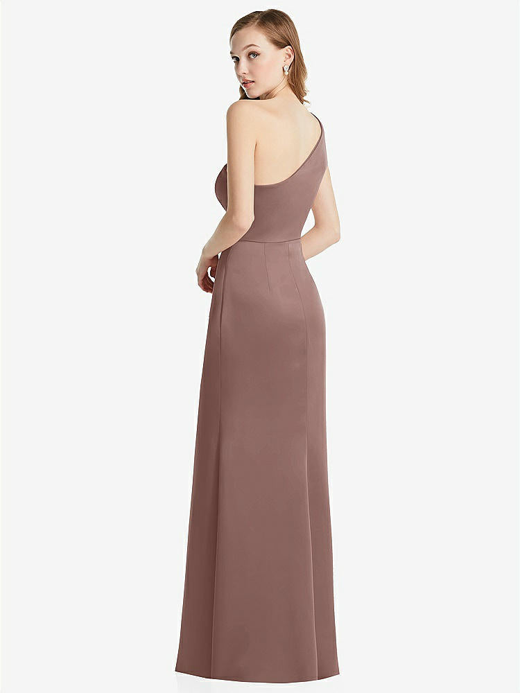 【STYLE: LB028】Shirred One-Shoulder Satin Trumpet Dress - Maddie【COLOR: Sienna】