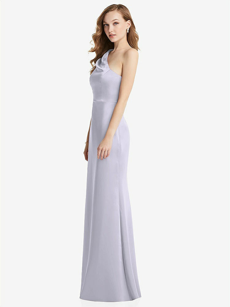 【NEW】【STYLE: LB028】shirred ワンショルダー サテン トランペット ドレス - マディ【COLOR: Silver Dove】【SIZE: 00-30W】