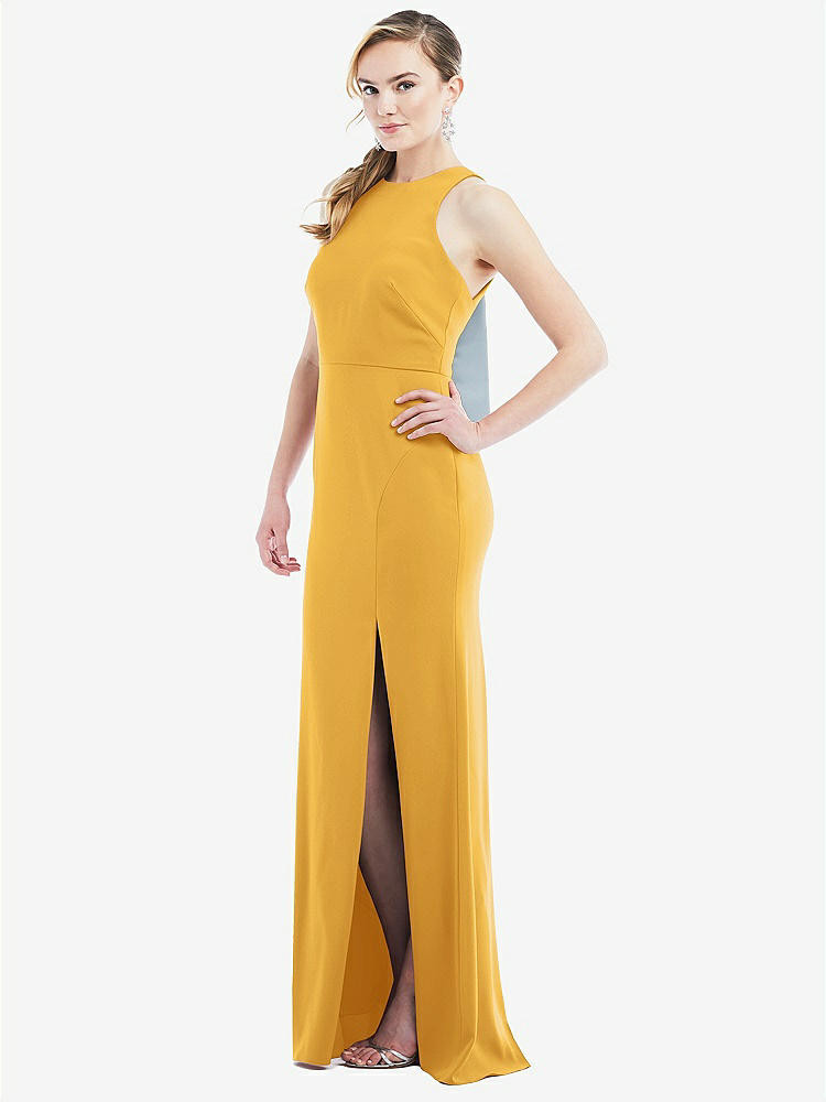 【NEW】【STYLE: 3084】カットアウト オープンバック ホルター マキシ ドレス スカーフ ネクタイ【COLOR: NYC Yellow & Mist】【SIZE: 00-30W】