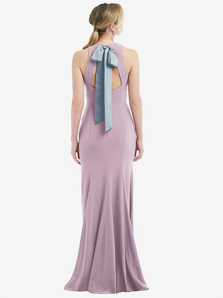 【STYLE: 3084】Cutout Open-Back Halter Maxi Dress with Scarf Tie【COLOR: Suede Rose & Mist】