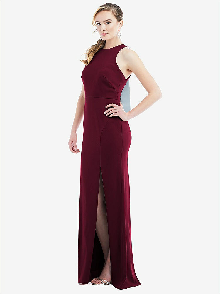 【NEW】【STYLE: 3084】カットアウト オープンバック ホルター マキシ ドレス スカーフ ネクタイ【COLOR: Cabernet & Mist】【SIZE: 00-30W】