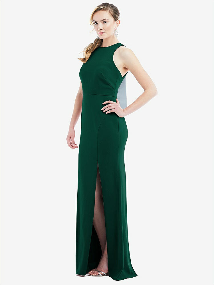 【STYLE: 3084】Cutout Open-Back Halter Maxi Dress with Scarf Tie【COLOR: Hunter Green & Mist】