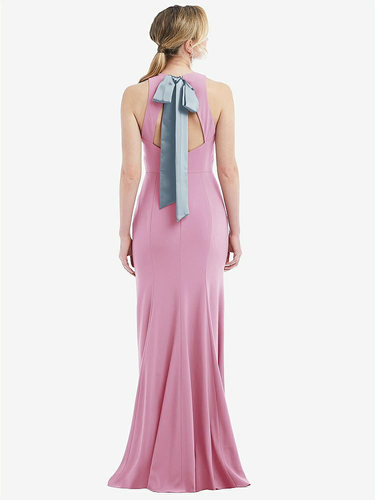 【STYLE: 3084】Cutout Open-Back Halter Maxi Dress with Scarf Tie【COLOR: Powder Pink & Mist】