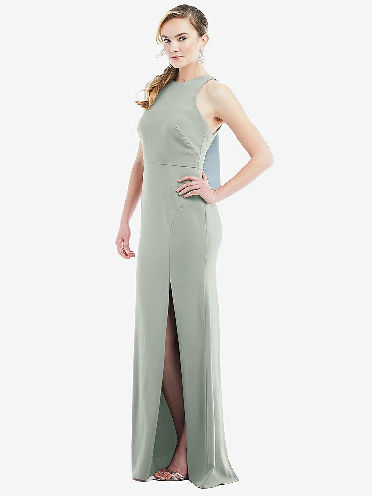 【STYLE: 3084】Cutout Open-Back Halter Maxi Dress with Scarf Tie【COLOR: Willow Green & Mist】