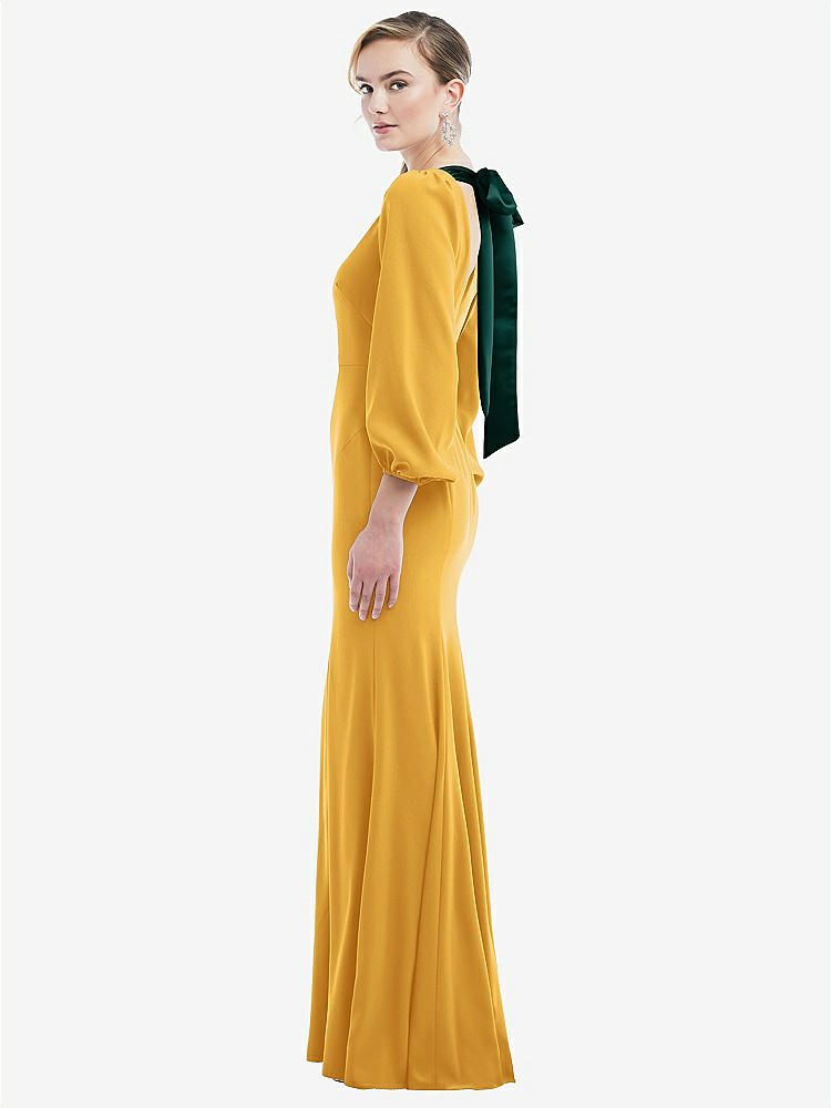 【NEW】【STYLE: 3086】司教 袖 オープンバック トランペット ガウン スカーフ ネクタイ【COLOR: NYC Yellow & Evergreen】【SIZE: 00-30W】