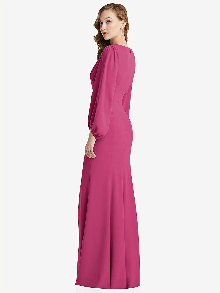 【NEW】【STYLE: 3083】長い パフ 袖 Vネック トランペット ガウン【COLOR: Tea Rose】【SIZE: 00-30W】
