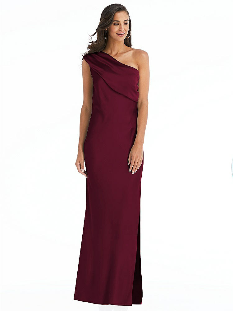 【NEW】【STYLE: 8210】ドレープ ワンショルダー コンバーチブル マキシ スリップ ドレス【COLOR: Cabernet】【SIZE: 00-30W】